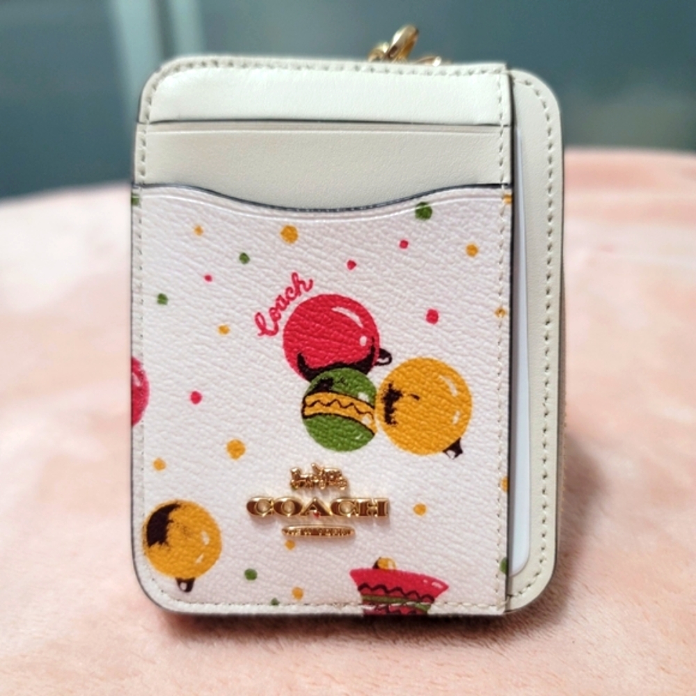 New Coach zip card case Wallet with Ornament Print